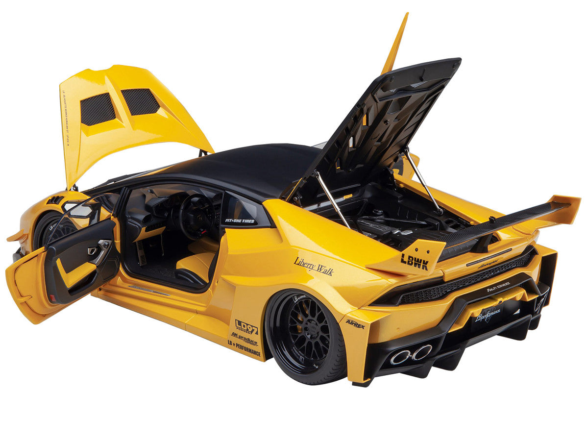 Lamborghini Huracan GT "LB-Silhouette Works" Yellow Metallic with Black Top 1/18 Model Car by Autoart-1