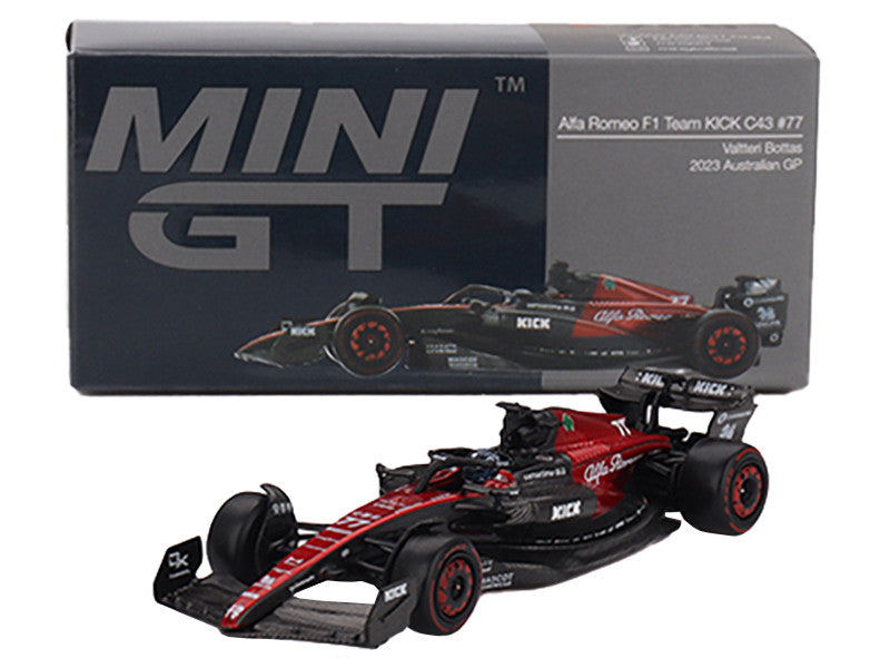 Alfa Romeo C43 #77 Valtteri Bottas "Alfa Romeo F1 Team Kick" Formula One F1 "Australian GP" (2023) Limited Edition 1/64 Diecast Model Car by Mini GT-2