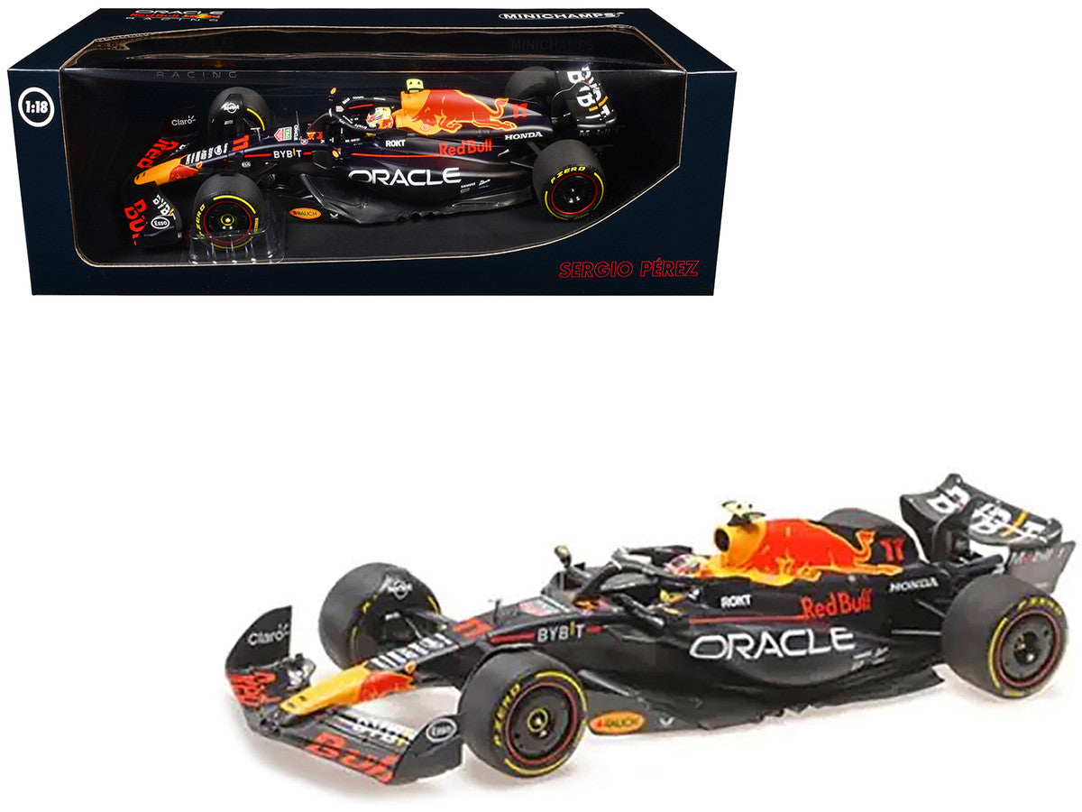 Red Bull Racing RB19 #11 Sergio Perez "Oracle" 2nd Place F1 Formula One "Italian GP" (2023) with Driver Limited Edition to 108 pieces Worldwide 1/18 Diecast Model Car by Minichamps-0