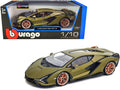 Lamborghini Sian FKP 37 Matt Green Metallic with Copper Wheels 1/18 Diecast Model Car by Bburago-0