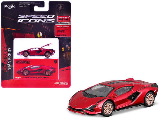 Lamborghini Sian FKP 37 Red Metallic "Speed Icons" Series 1/64 Diecast Model Car by Maisto-0
