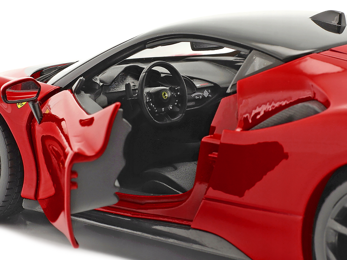 Ferrari SF90 Stradale Red with Black Top "Race + Play" Series 1/18 Diecast Model Car by Bburago-1