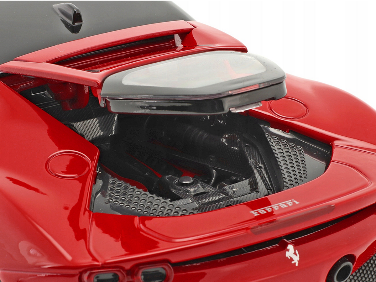 Ferrari SF90 Stradale Red with Black Top "Race + Play" Series 1/18 Diecast Model Car by Bburago-2