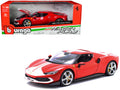Ferrari 296 GTB Assetto Fiorano Red with White Stripes "Race + Play" Series 1/18 Diecast Model Car by Bburago-0