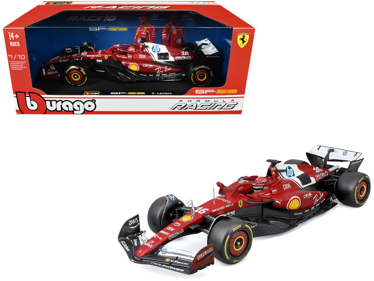 Ferrari SF-25 #16 Charles Leclerc Formula One F1 World Championship (2025) "Formula Racing" Series 1/18 Diecast Model Car by Bburago-3