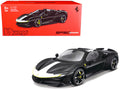 Ferrari SF90 Spider Assetto Fiorano Black Metallic with White Stripes "Signature Series" 1/18 Diecast Model Car by Bburago-0