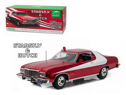 1976 Ford Gran Torino "Starsky and Hutch" Red Chrome Edition (TV Series 1975-79) 1/18 Diecast Model Car by Greenlight-0