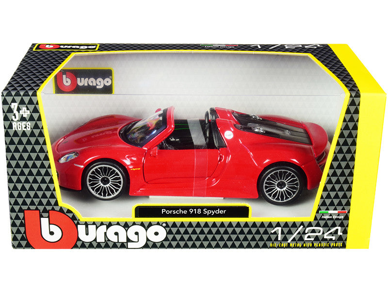 Porsche 918 Spyder Convertible Red 1/24 Diecast Model Car by Bburago-0