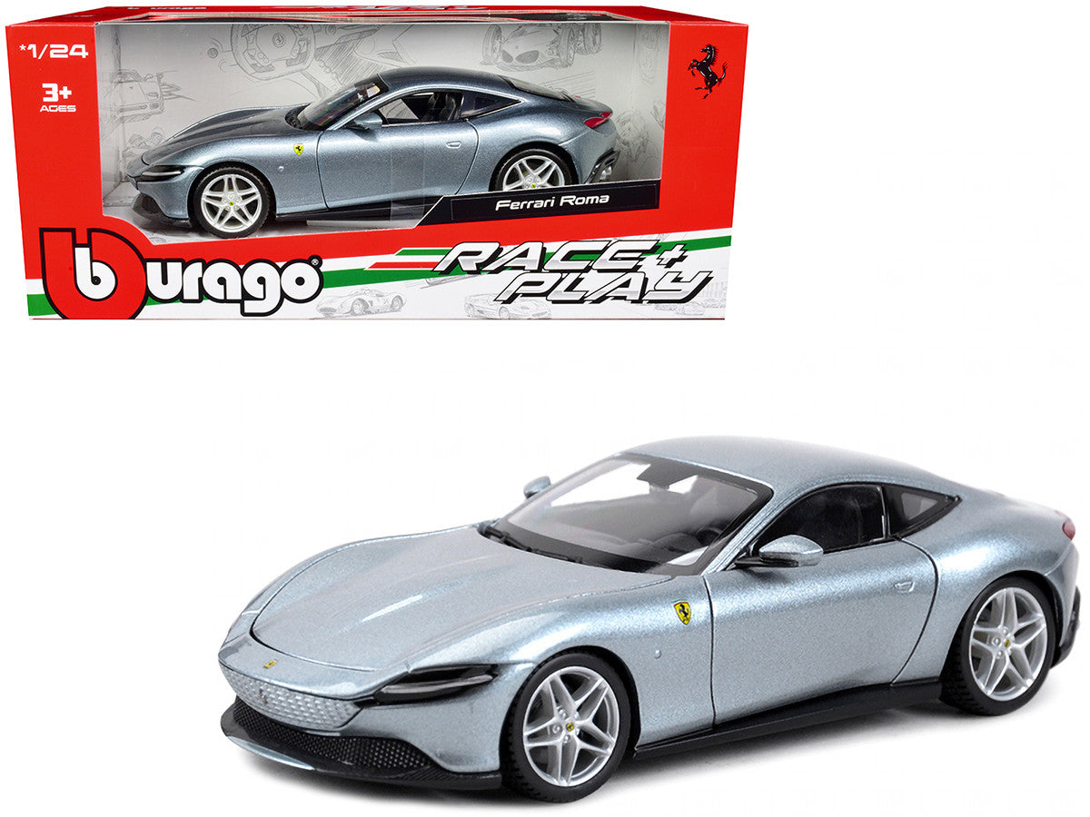 Ferrari Roma Gray Metallic "Race + Play" Series 1/24 Diecast Model Car by Bburago-0