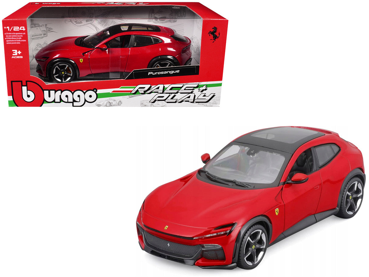 Ferrari Purosangue Red with Sunroof "Race + Play" Series 1/24 Diecast Model Car by Bburago-3