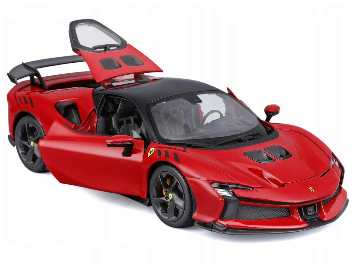 Ferrari SF90 XX Stradale Red with Black Top "Race and Play" Series 1/24 Diecast Model Car by Bburago-0
