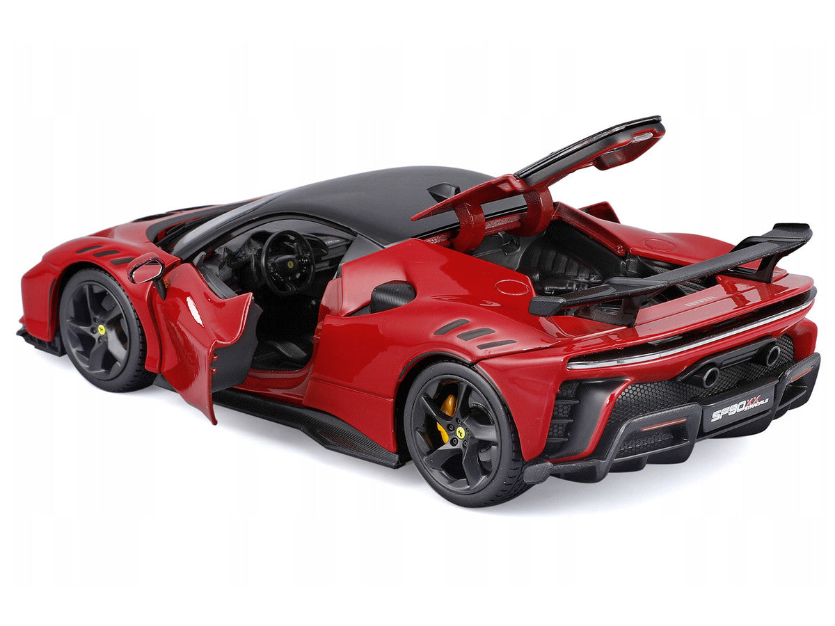 Ferrari SF90 XX Stradale Red with Black Top "Race and Play" Series 1/24 Diecast Model Car by Bburago-1