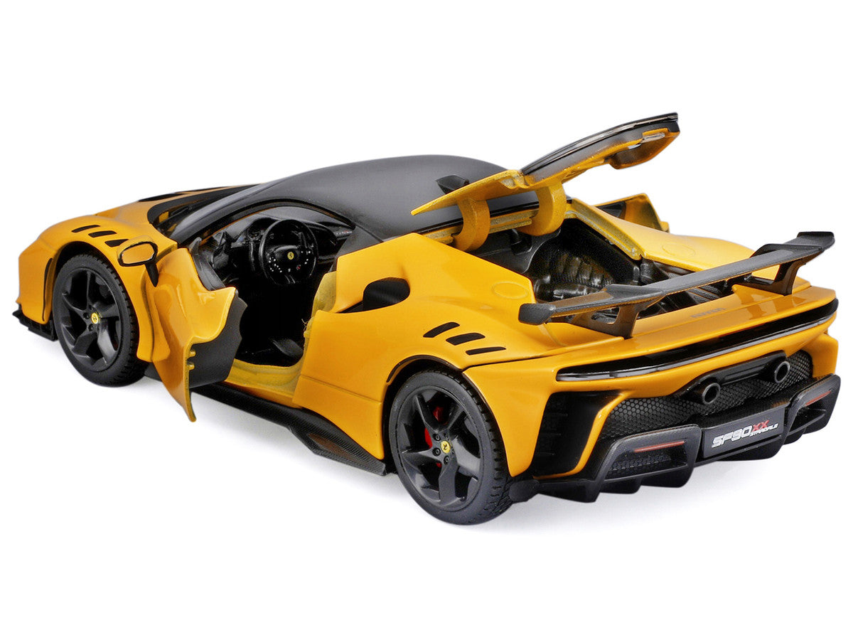 Ferrari SF90 XX Stradale Yellow with Black Top "Race and Play" Series 1/24 Diecast Model Car by Bburago-1