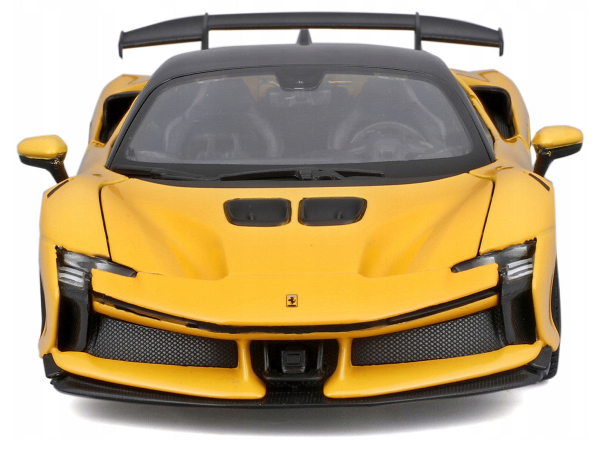 Ferrari SF90 XX Stradale Yellow with Black Top "Race and Play" Series 1/24 Diecast Model Car by Bburago-2
