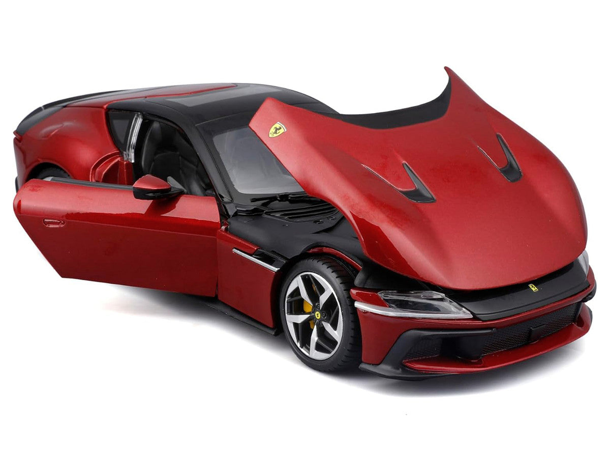 Ferrari 12Cilindri Red Metallic with Black Top "Race + Play" Series 1/24 Diecast Model Car by Bburago