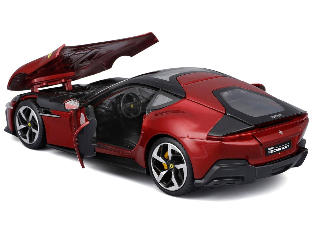 Ferrari 12Cilindri Red Metallic with Black Top "Race + Play" Series 1/24 Diecast Model Car by Bburago