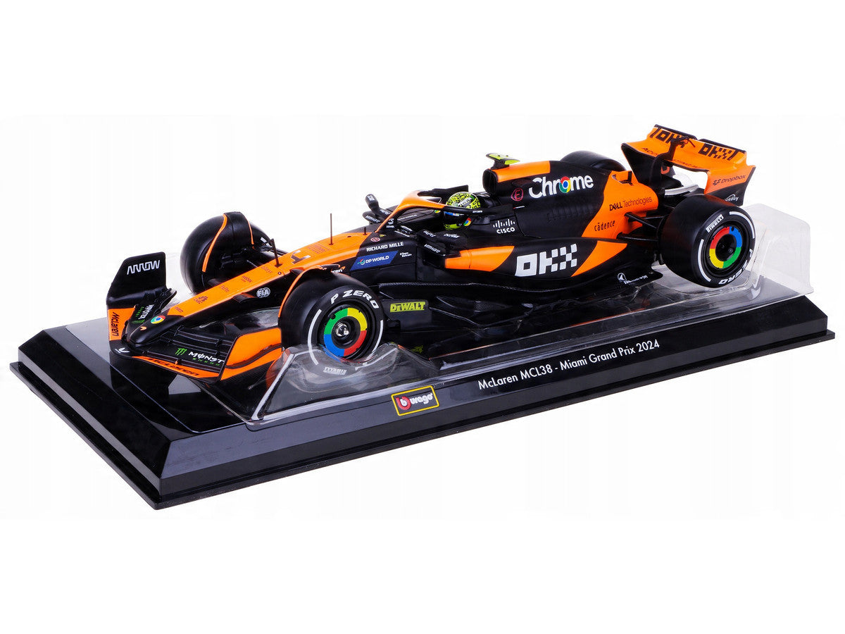McLaren MCL38 #4 Lando Norris "OKX" Winner Formula One F1 "Miami GP" (2024) with Display Case 1/24 Diecast Model Car by Bburago-2