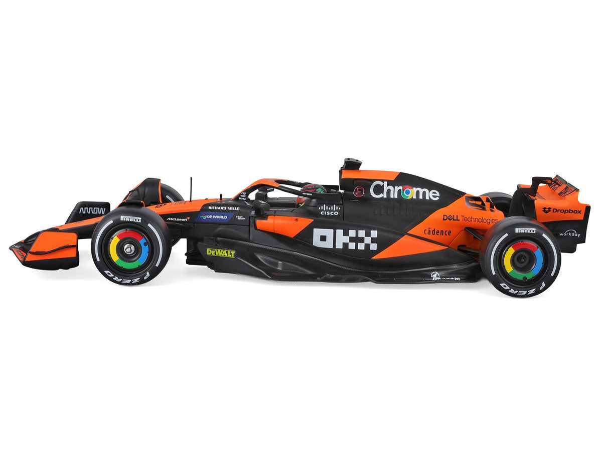 McLaren MCL38 #81 Oscar Piastri "OKX" Formula One F1 "Miami GP" (2024) with Display Case 1/24 Diecast Model Car by Bburago-0