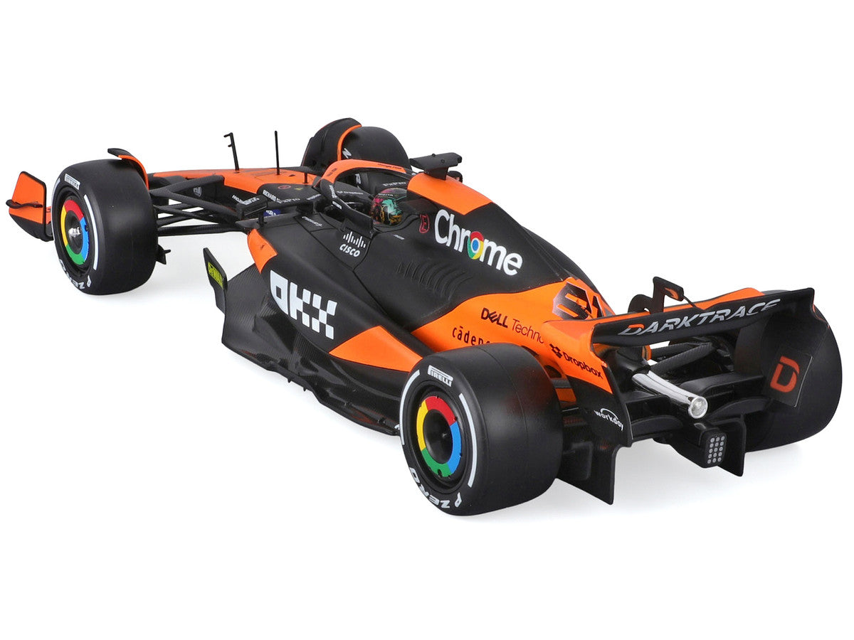 McLaren MCL38 #81 Oscar Piastri "OKX" Formula One F1 "Miami GP" (2024) with Display Case 1/24 Diecast Model Car by Bburago-1