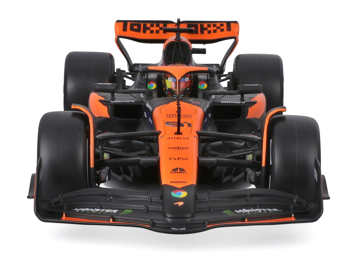 McLaren MCL38 #81 Oscar Piastri "OKX" Formula One F1 "Miami GP" (2024) with Display Case 1/24 Diecast Model Car by Bburago-2