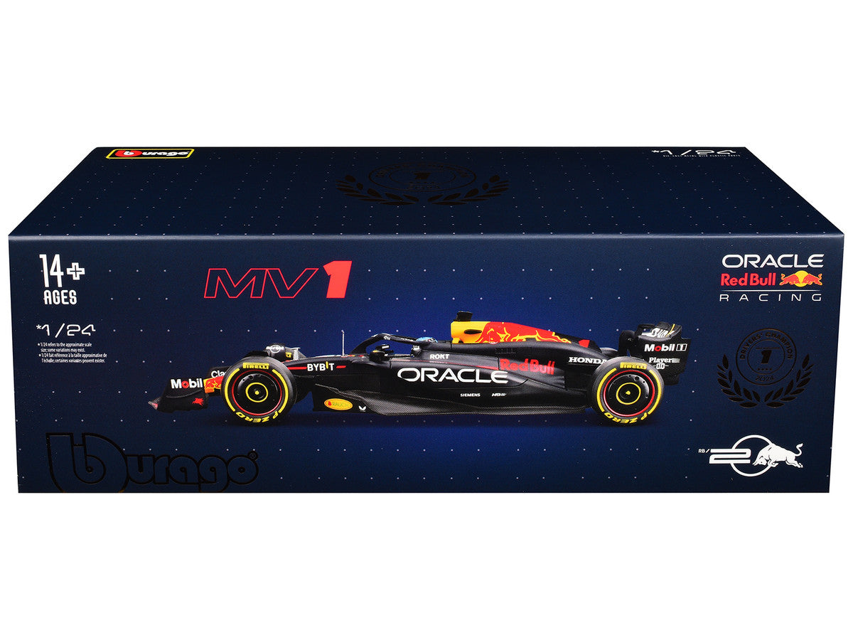 Red Bull Racing RB20 #1 Max Verstappen "Oracle" Winner Formula One F1 Championship "Drivers' Champion" (2024) with Display Case 1/24 Diecast Model Car by Bburago
