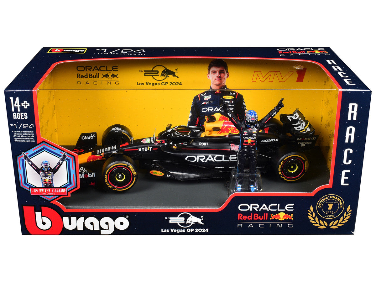 Red Bull Racing RB20 #1 Max Verstappen "Oracle" Winner Formula One F1 Championship "Drivers' Champion" (2024) with Driver Figure 1/24 Diecast Model Car by Bburago