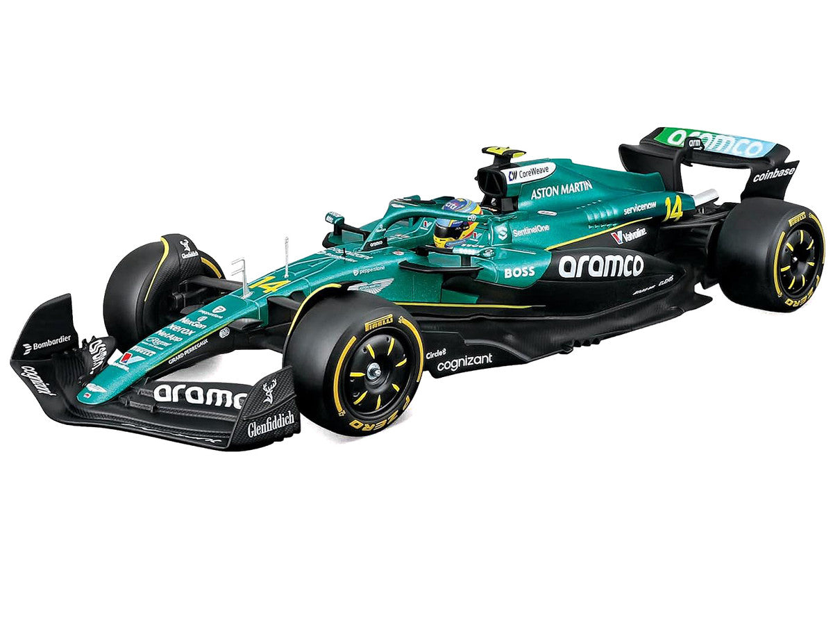 Aston Martin AMR25 #14 Fernando Alonso "Aramco" Formula One F1 "World Championship" (2025) 1/24 Diecast Model Car by Bburago-1