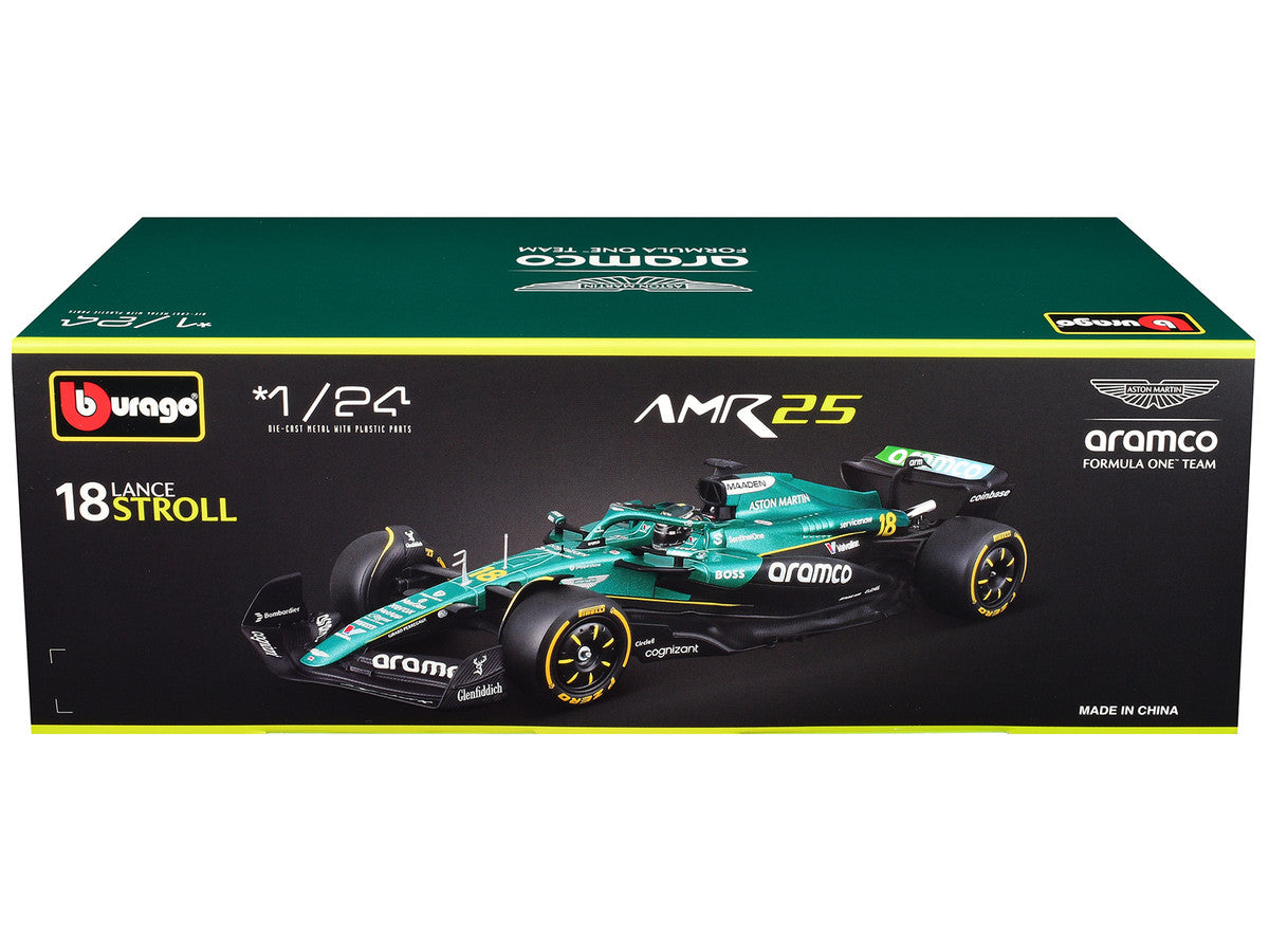 Aston Martin AMR25 #18 Lance Stroll "Aramco" Formula One F1 "World Championship" (2025) 1/24 Diecast Model Car by Bburago-2