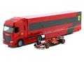 Iveco S-Way 570 Car Transporter Red and Ferrari SF-24 #16 Charles Leclerc Formula One F1 World Championship (2024) "Racing Hauler" Series 1/43 Diecast Model Car by Bburago-1