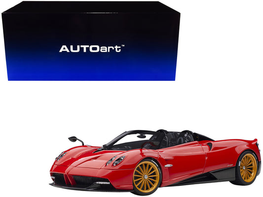 Pagani Huayra Roadster Rosso Monza Red and Carbon with Luggage Set 1/18 Model Car by Autoart-0