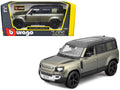 2022 Land Rover Defender 110 Green Metallic with Black Top and Sunroof 1/24 Diecast Model Car by Bburago-0