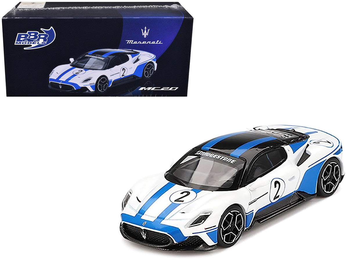 Maserati MC20 #2 White with Blue Stripes and Black Top "Maserati Performance Experience" 1/64 Diecast Model Car by BBR-0
