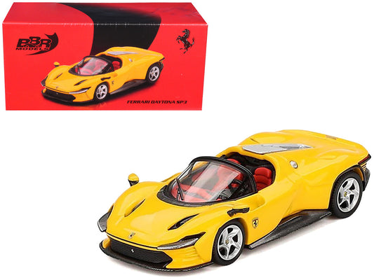 Ferrari Daytona SP3 Giallo Modena Yellow with Red Interior 1/64 Diecast Model Car by BBR-0