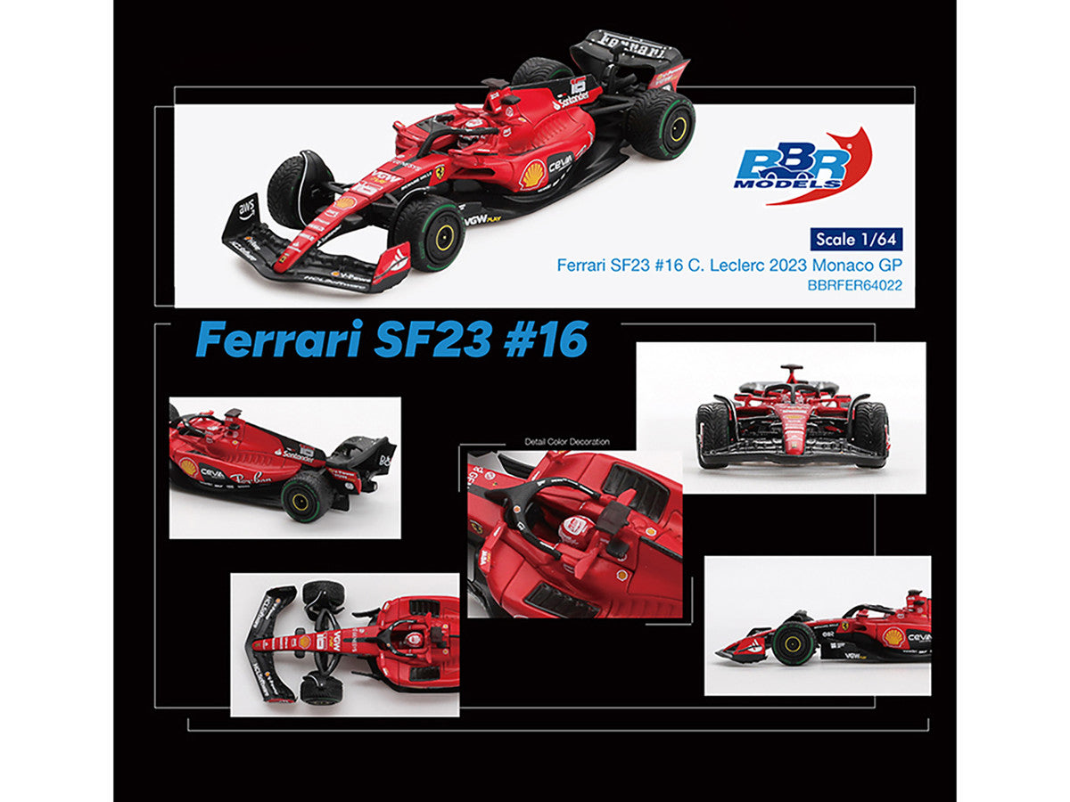 Ferrari SF-23 #16 Charles Leclerc Formula One F1 "Monaco GP" (2023) 1/64 Diecast Model Car by BBR Models-2