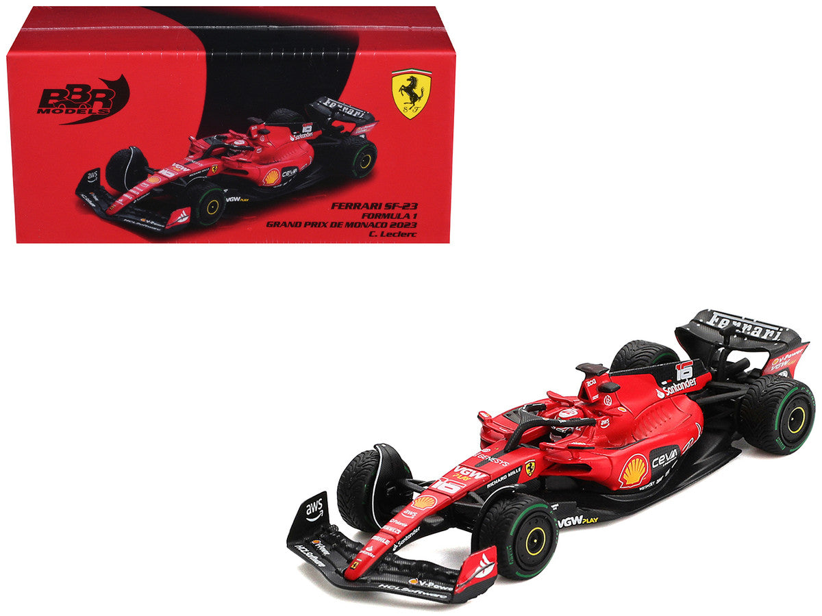 Ferrari SF-23 #16 Charles Leclerc Formula One F1 "Monaco GP" (2023) 1/64 Diecast Model Car by BBR Models-0