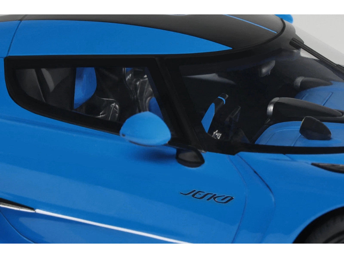 2025 Koenigsegg Jesko Blue Metallic with Black Stripes 1/18 Model Car by GT Spirit-1