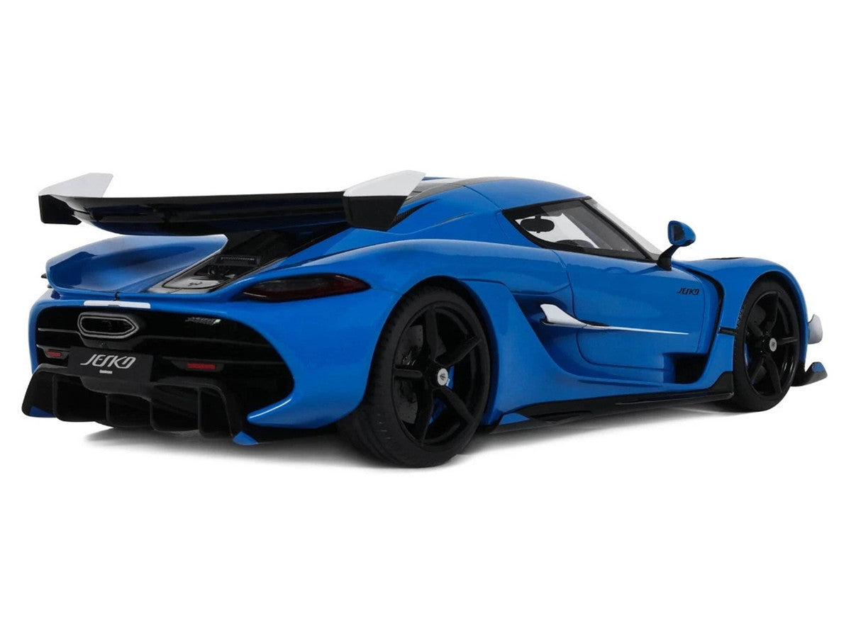 2025 Koenigsegg Jesko Blue Metallic with Black Stripes 1/18 Model Car by GT Spirit-4