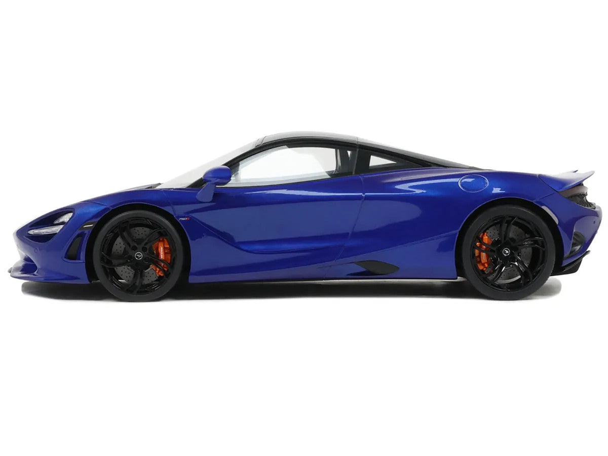 2023 McLaren 750S Coupe Blue Metallic with Black Top 1/18 Model Car by GT Spirit-0