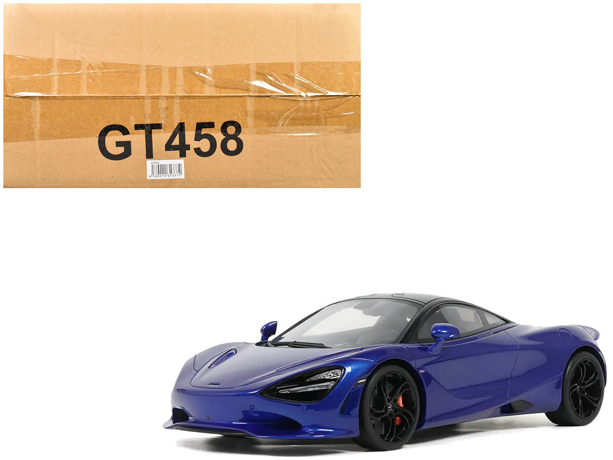 2023 McLaren 750S Coupe Blue Metallic with Black Top 1/18 Model Car by GT Spirit-4