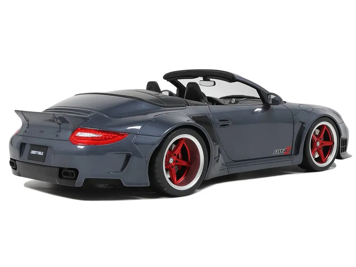 Porsche 911 LB-Works Alpha 9 Gray with Black Hood 1/18 Model Car by GT Spirit-1