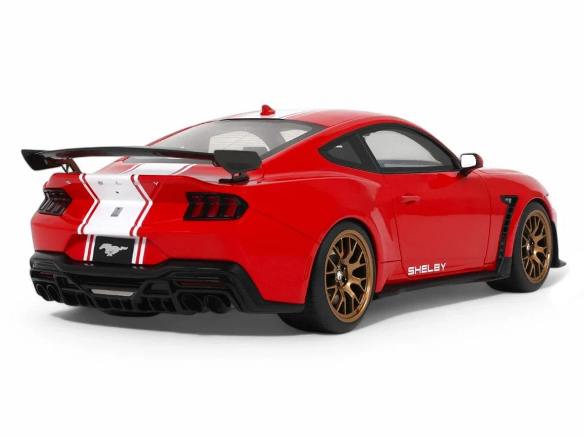 2025 Shelby Mustang Supersnake Race Red with White Stripes 1/18 Model Car by GT Spirit-1