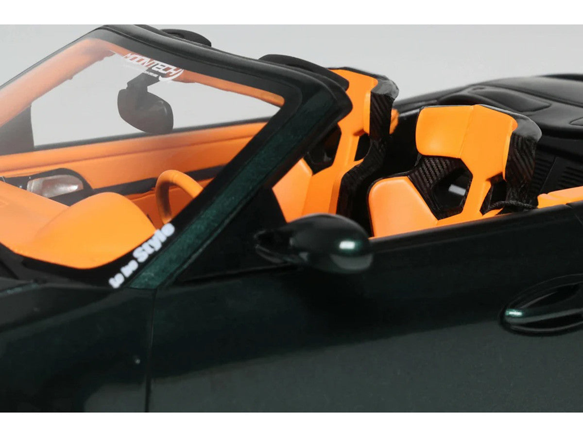 2024 Porsche 911 (997) Old & New Tokyo Auto Salon Cabriolet Dark Green Metallic with Orange Interior 1/18 Model Car by GT Spirit-3