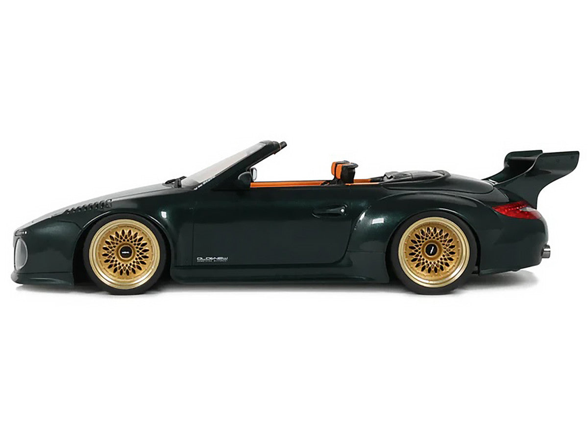 2024 Porsche 911 (997) Old & New Tokyo Auto Salon Cabriolet Dark Green Metallic with Orange Interior 1/18 Model Car by GT Spirit-0