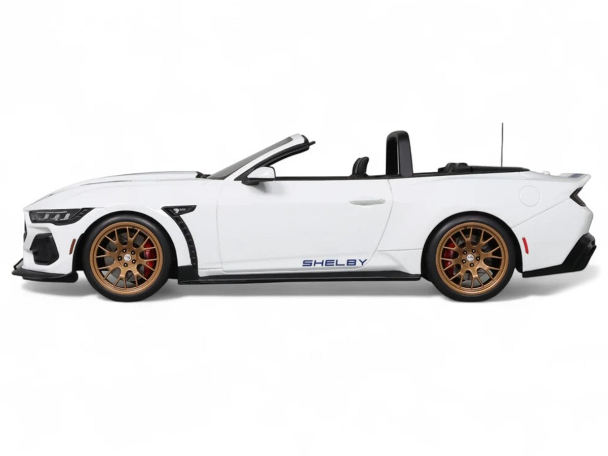 2025 Shelby Mustang Supersnake Convertible White with Blue Stripes 1/18 Model Car by GT Spirit-3