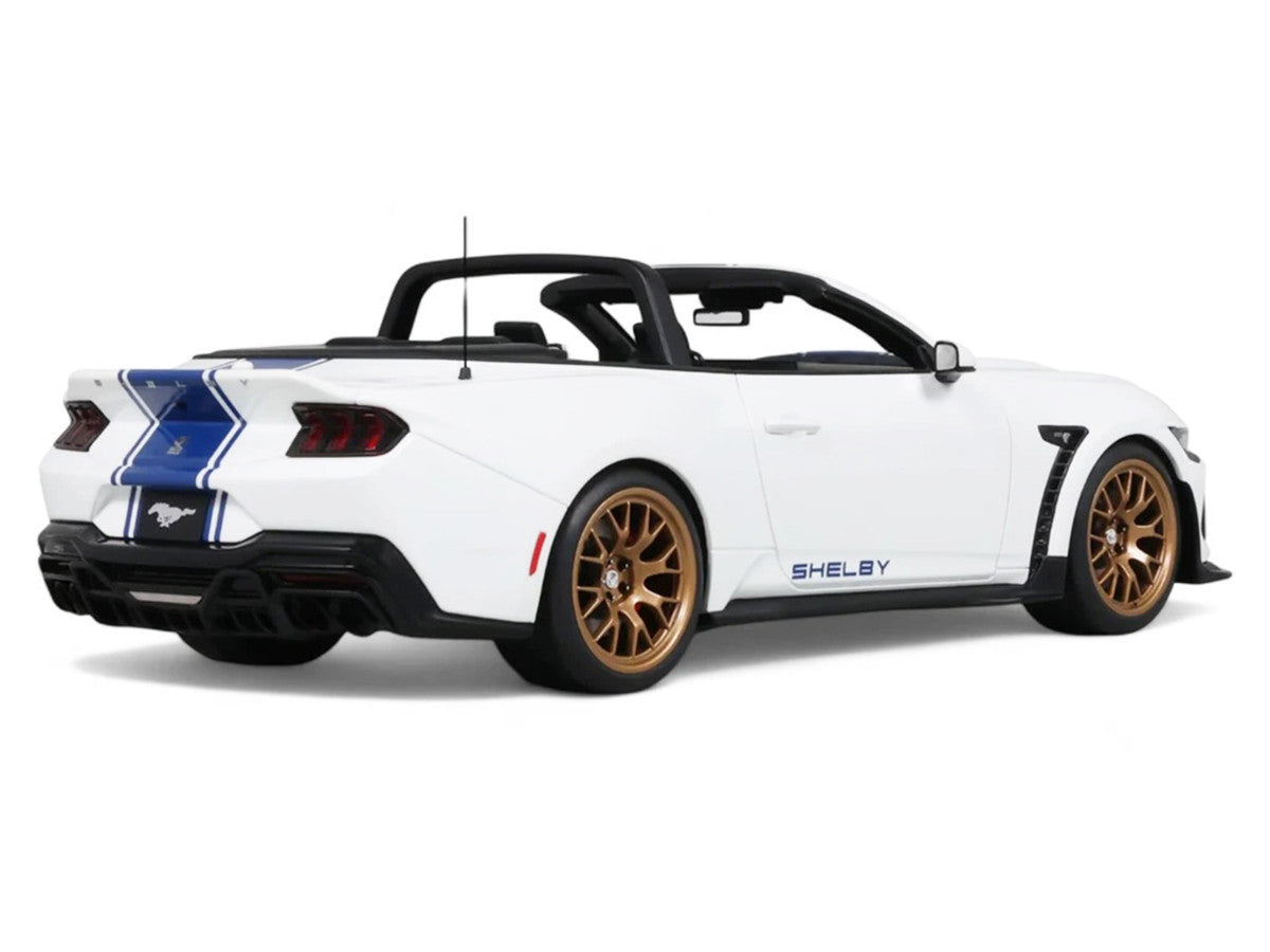 2025 Shelby Mustang Supersnake Convertible White with Blue Stripes 1/18 Model Car by GT Spirit-4