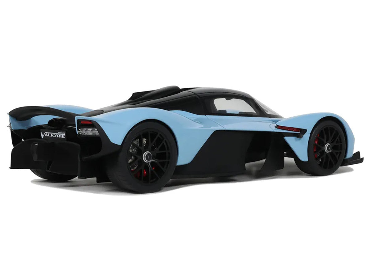 2023 Aston Martin Valkyrie Light Blue with Black Top 1/18 Model Car by GT Spirit-1