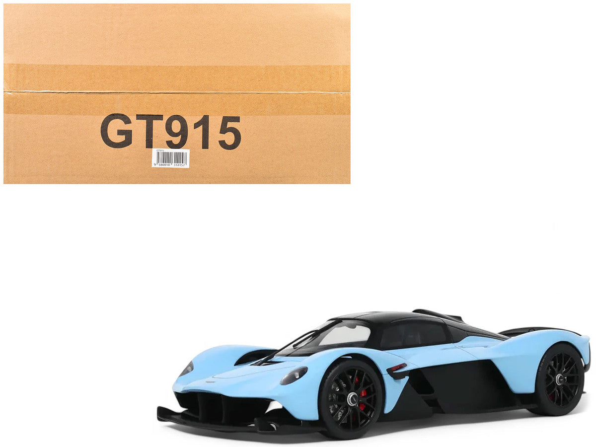 2023 Aston Martin Valkyrie Light Blue with Black Top 1/18 Model Car by GT Spirit-4