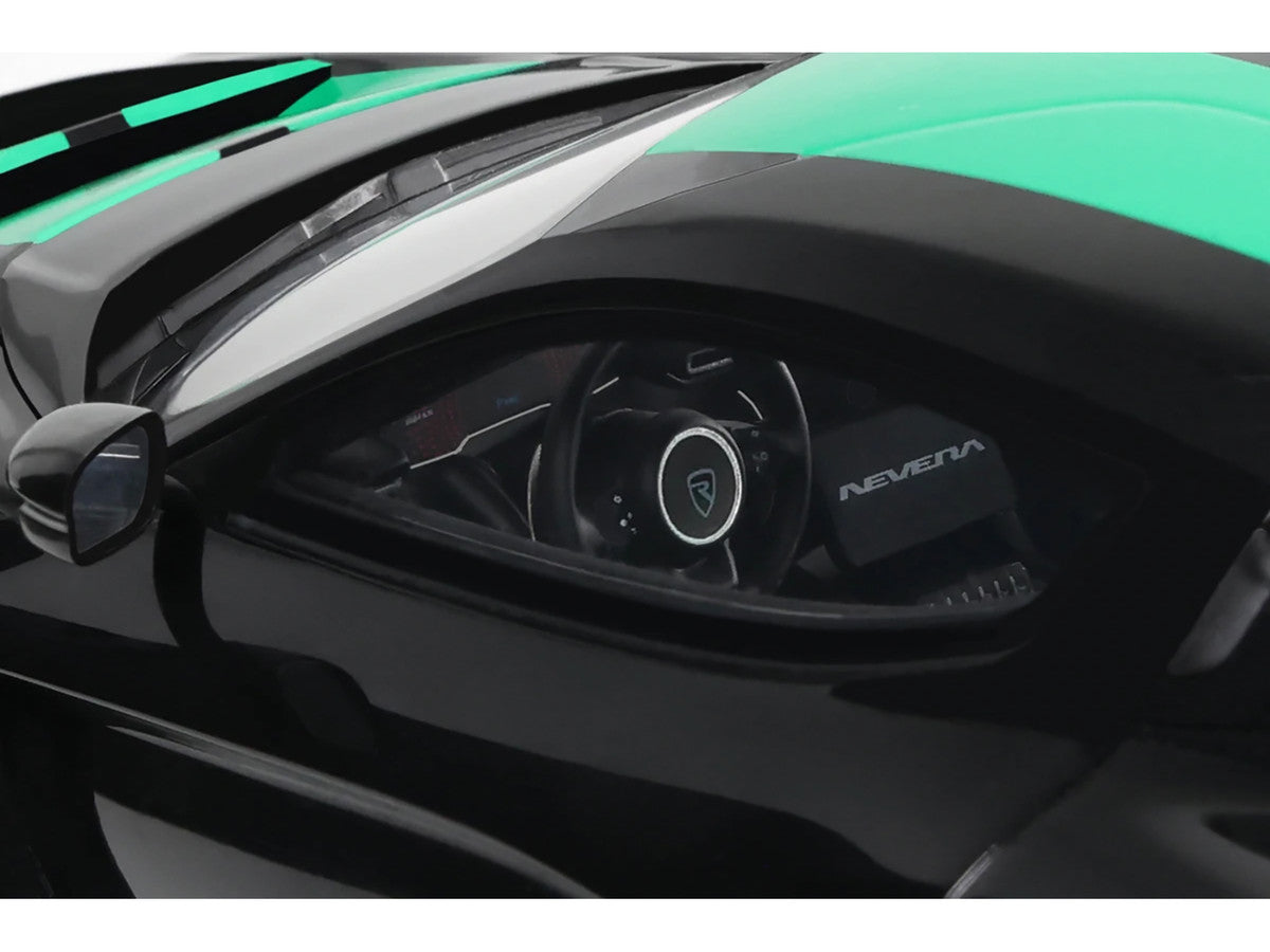 2023 Rimac Nevera Black with Green Stripes 1/18 Model Car by GT Spirit-2