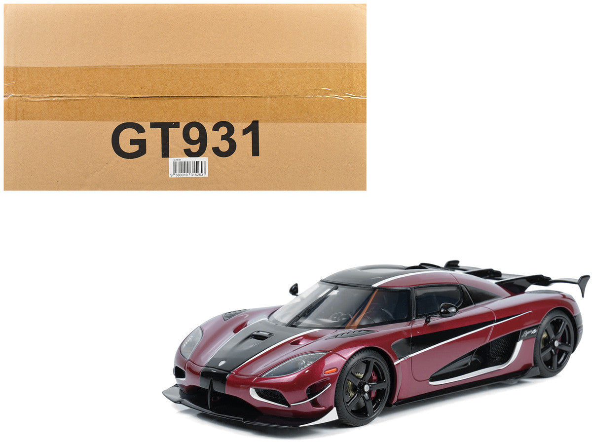2017 Koenigsegg Agera RS Deep Red Metallic with Black Stripes 1/18 Model Car by GT Spirit-4