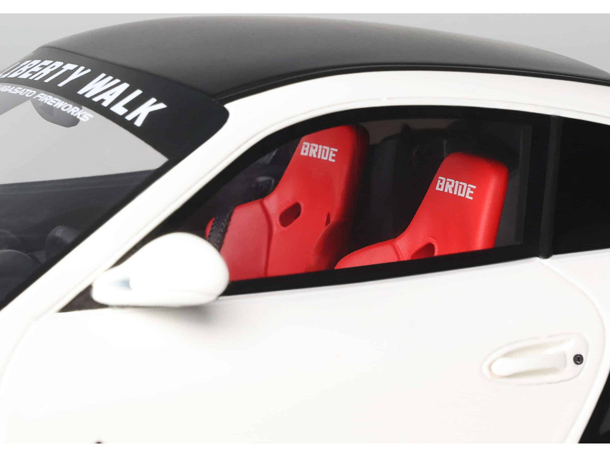 2024 Porsche 911 Turbo LB-Works White with Black Top 1/18 Model Car by GT Spirit-2
